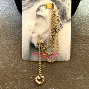 Faux helix hoop with real lobe diamond earring